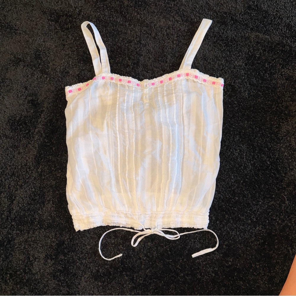 Aeropostale White Tank Top with Pink Trim